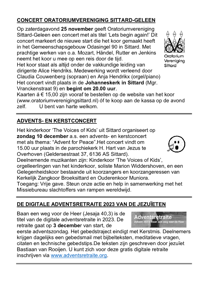 In deze uitgave heeft het parochieblad geen vijfde pagina.