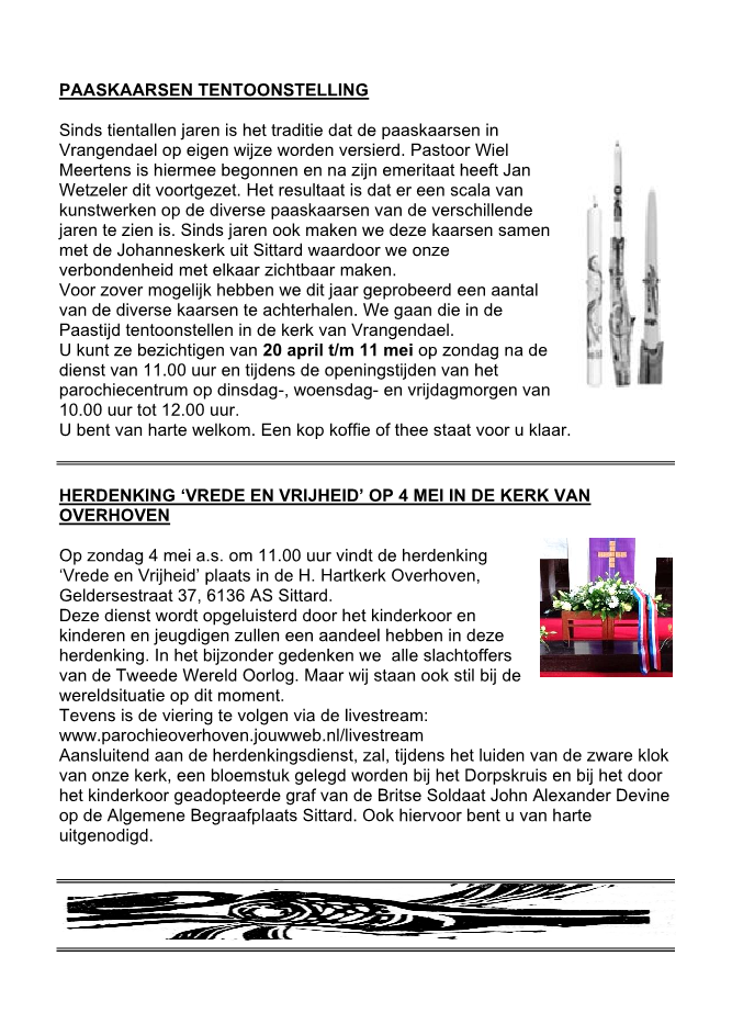 In deze uitgave heeft het parochieblad geen zesde pagina.