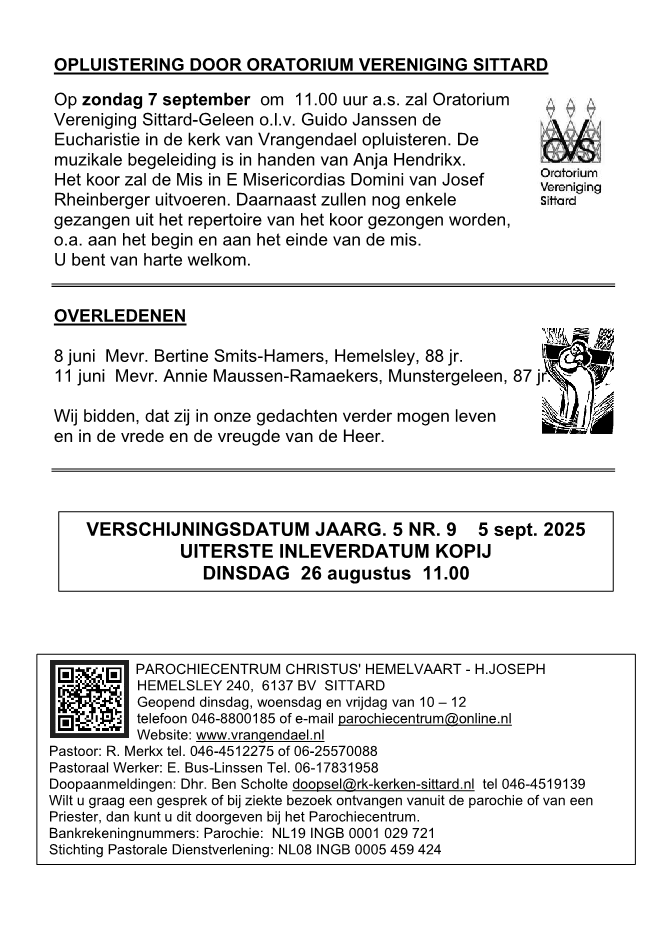 In deze uitgave heeft het parochieblad geen achtste pagina.