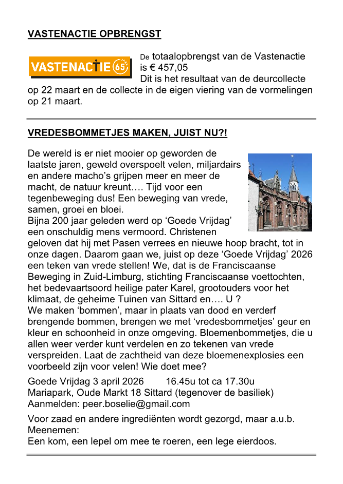 In deze uitgave heeft het parochieblad geen vijfde pagina.